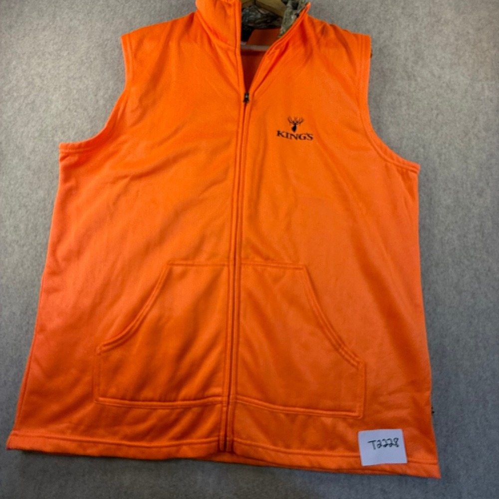 Kings Camo Mens Blaze Orange Hunting Vest Full Zip Fleece Lined Size L T2228